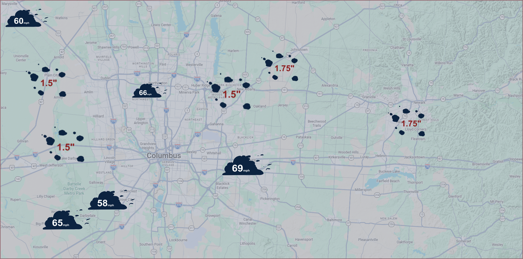 Central Ohio Storm Activity Map